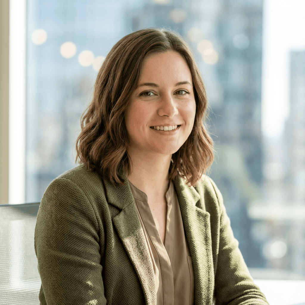 Female business analyst collaborating in bright meeting room