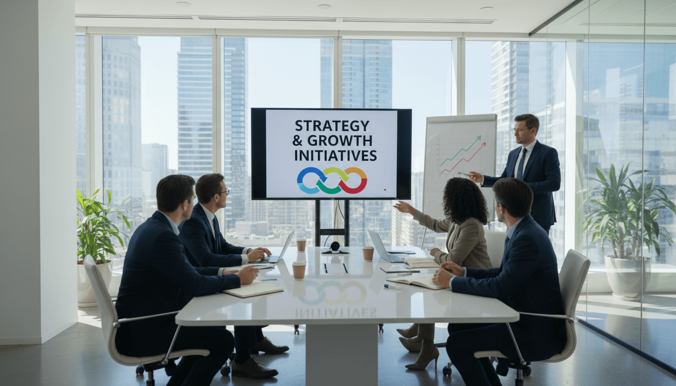 Business consultants in a strategic planning meeting in a modern Toronto office